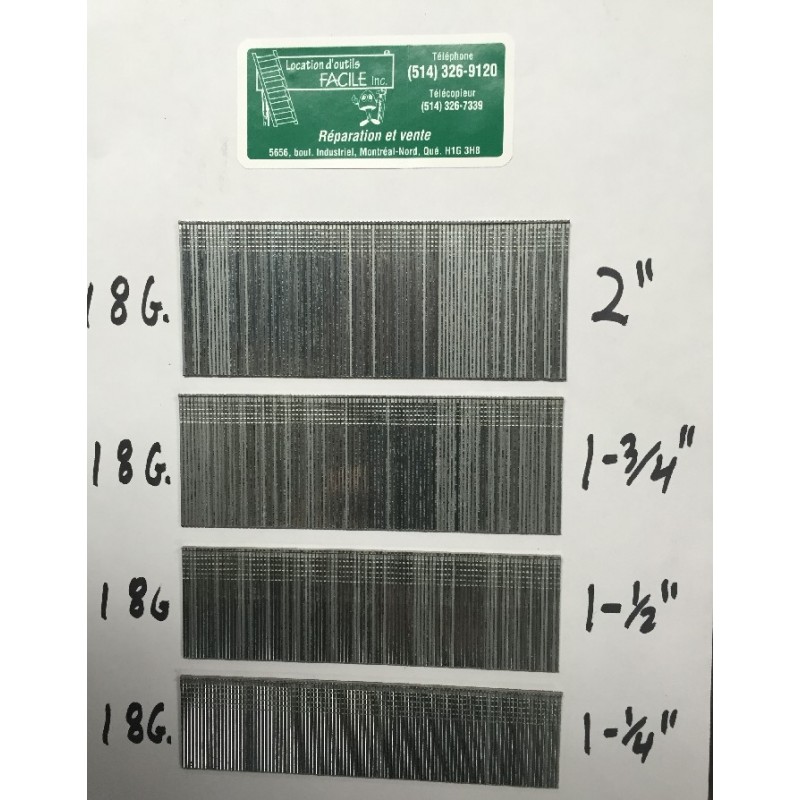 Clous à finition 18g.