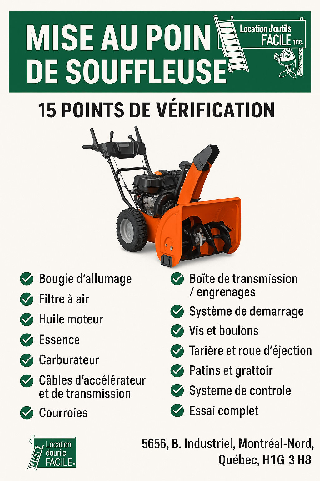 Affiche mise au point de souffleuse Montréal-Nord